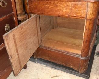 BEAUTIFUL Wooden Potty/Chamber Pot W/ Upholstered Seat & Wood Carving Details