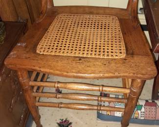 Antique Wooden Chair W/ Cane Seat