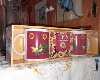 Rooster Coffee Mug Set W/ Roosters