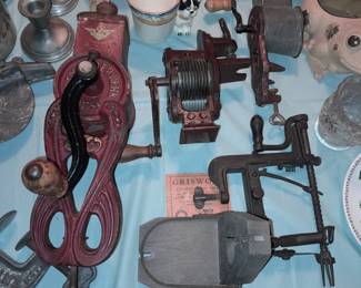 Assorted Antique Apple Corers & Cast Iron Kitchen Tools