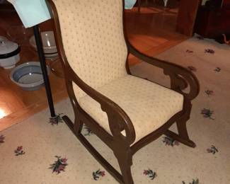 Antique Upholstered Children's Rocking Chair