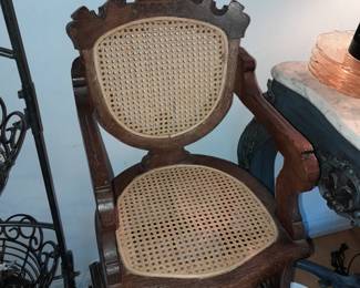 Antique Wooden Children's High Chair On Wheels