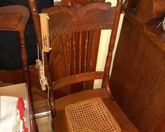 Antique Wooden Chair W/ Cane Seat