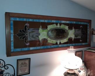 Stained Glass Window Panel W/ Light Box Behind
