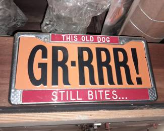"This Old Dog Still Bites" License Plate Frame