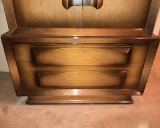 Mid-Century Modern Bedroom Set W/ Lowboy Dresser & Mirror, Highboy Dresser, 2 Nightstands, & Headboard