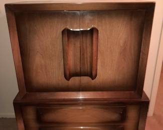 Mid-Century Modern Bedroom Set W/ Lowboy Dresser & Mirror, Highboy Dresser, 2 Nightstands, & Headboard