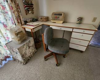 desk and sewing machine