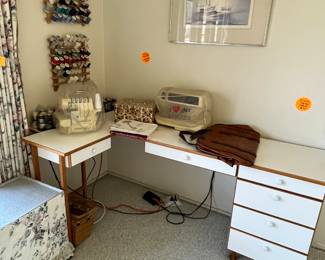 Sewing machines and accessories 
Custom desk/sewing table