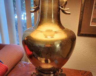 pair of brass lamps