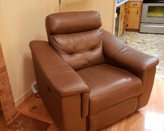 Brown Leather Elran Powered Rocker/Recliner