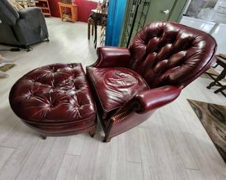 Burgundy leather Hancock Moore Chesterfield
