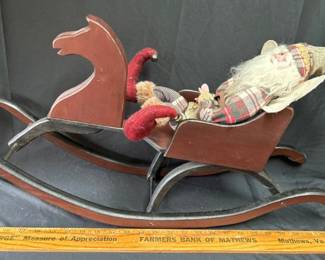 Wood rocking horse and Santa