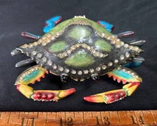 Crab hinged jeweled box