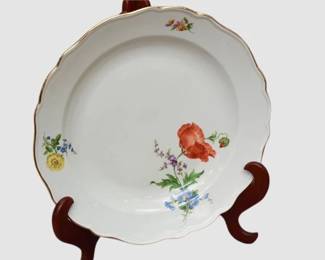 5. Meissen Porcelain Plate Hand Painted with Floral Motifs
