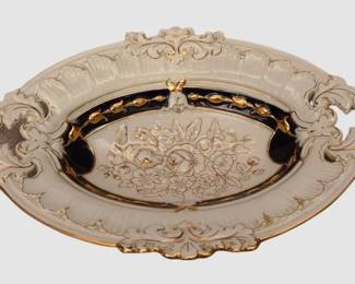 12. Meissen Rococo Gold and White Large Serving Dish