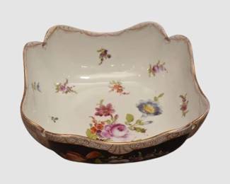 70. Meissen Porcelain Bowl Flower Decoration Handpainted