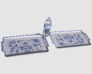 148. Two 2 Meissen Blue Onion Serving Trays