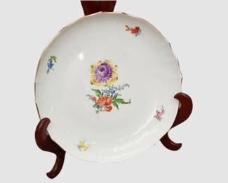 180. Meissen Porcelain Plate Hand Painted with Floral Motifs