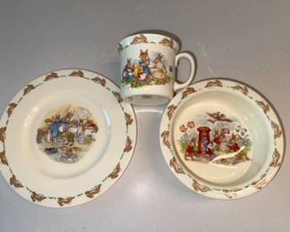 Royal Doulton Bunnykins plate, bowl & mug
