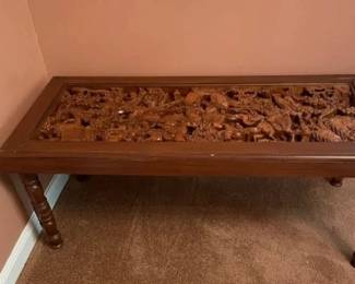 Carved teakwood coffee table