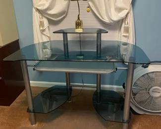 Blue glass desk