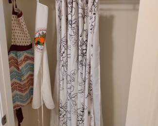 shower curtain, aprons