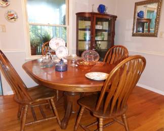 Oak Table,  6 Arrow Back Chairs