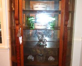 Oak Curved Glass China Cabinet