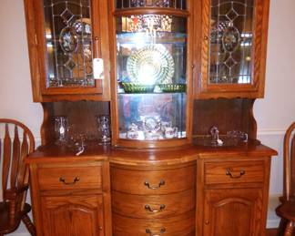 Oak Leaded Glass Buffet