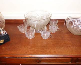 Tiara Punch Bowl w/ 12 Cups, Bowl & Cookie Jar