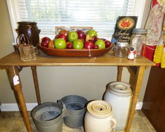 Antique Farmhouse itesm, Crocks, Unusual Galvanized double bucket, 