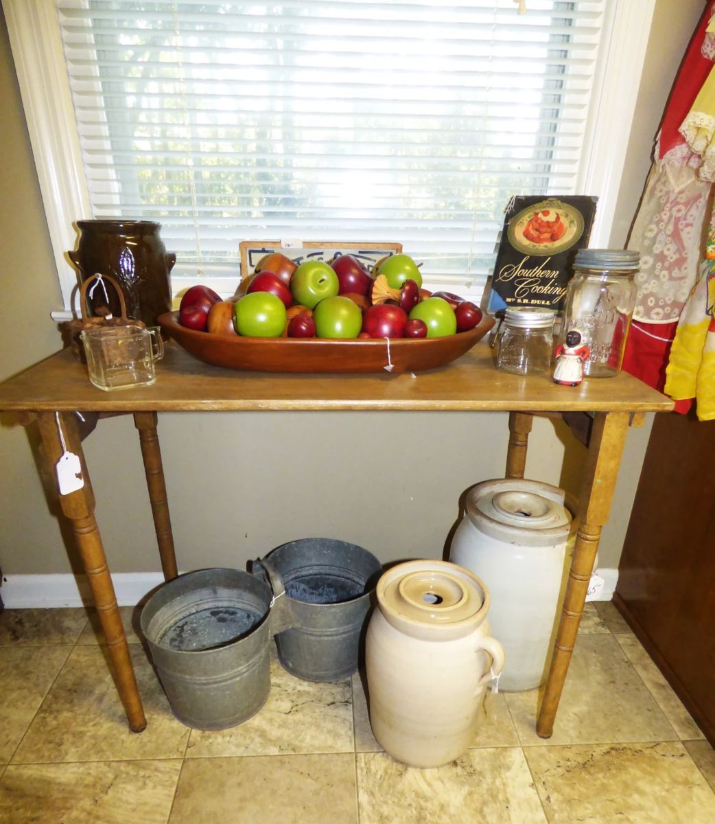 Antique Farmhouse itesm, Crocks, Unusual Galvanized double bucket,