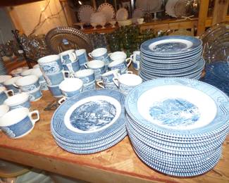 Royal Blue Currier & Ives Dishes