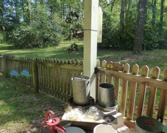 Farmhouse Water Pump, Galvanized Buckets, Chicken Feeders , Waterers, Crock