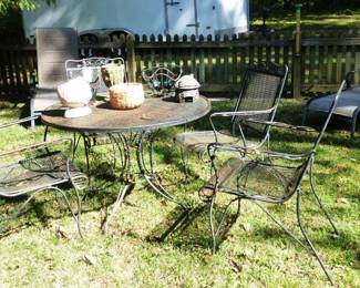 MCM Iron Mesh Table & Chairs