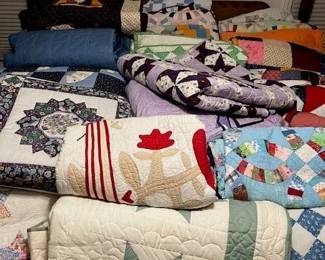 Quilts Everywhere! Over 30 to choose from. Handmade Some over 50 years old!