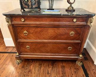 20th C. Egyptian revival chest of drawers with marble top