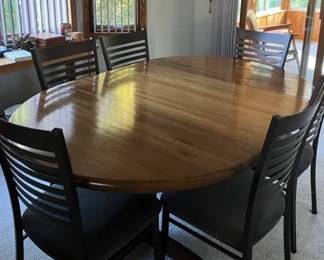 DINING TABLE AND 6 METAL CHAIRS