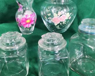 Assorted Glass Jars 1 Beautiful Painted Vase