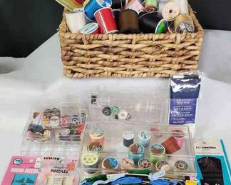 Assorted Sewing Thread, Old Thread Boxes Needles