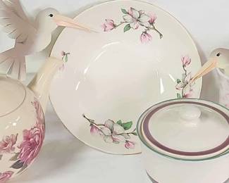 Beautiful Vintage Rhythm by Homer Laughlin Bowl w more Pink Accent Vintage Dcor