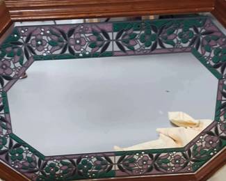 Beautiful Vintage Stained Glass Mirror