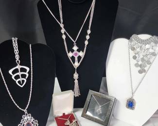 Great Assortment of Costume Silver Chains Charms