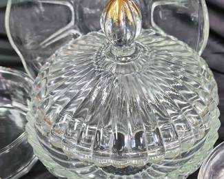 Lovely Vintage Crystal Covered Candy Dish W Assorted Glass Bowls