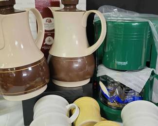 New Connoisseur Coffee Maker W Vintage Thermos, Mugs