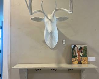 Paper mache 8 point buck. Small painting is a Kathy Keller original.
