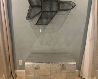 Airplane shelf and Restoration Hardware aluminum trunk