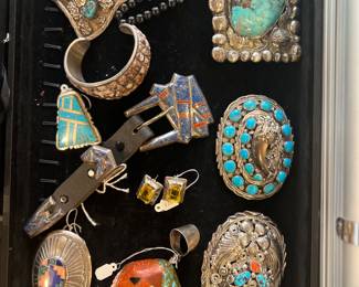 Navajo belt buckles and pendants