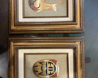 Pair of Hopi paintings, oil on suede. Really cool textures on these!